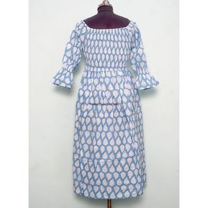 Vestido Mini de Verano con Estampado Floral, Cuello Redondo, Manga Corta, Tejido de Algodón Orgánico Cómodo, Detalle de Botones, Estilo Casual de Playa Hindú - Product Image 6