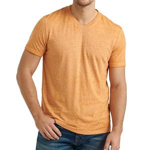 T-shirt professionnel pour homme à col en V, respirant, 100 % coton, design simple et de haute qualité, coupe oversize, uni, pas cher, avec faible MOQ - Product Image 1