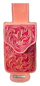 Ceinture de transport double pochette en cuir véritable gaufré, style western moderne de luxe, avec sangle de taille réglable, équipement d'équitation rustique - Product Image 6