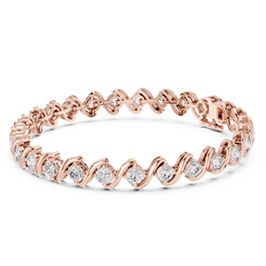 Ensemble de bracelets tennis de luxe en or rose 18 carats, plaqué rhodium, avec diamants de laboratoire taillés uniques, 6,4 carats, pour usage quotidien, bureau et mariage - Product Image 1