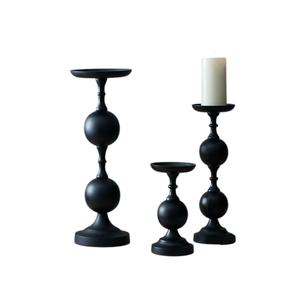 Vente en gros de nouveaux supports à bougies pour la décoration de la maison, porte-bougie de haute qualité, finition noire, en aluminium coulé, personnalisé, fait main - Product Image 4