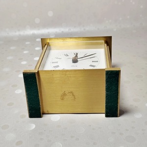 Brass <b>Desk</b> <b>Clock</b> Rectangular Traditional Design Mechanical Movement Needle Display Silent Non Ticking Hourly Chiming - Product Image 3