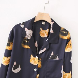 Cómoda Ropa de Dormir de Satén para Mujer, 100% Algodón, Mangas Largas, Suave y Lisa, Ropa de Dormir Informal para la Temporada de Invierno, Talla XL - Product Image 2