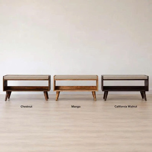 Banc de rangement pour chaussures en bois de manguier écologique moderne avec siège en lin, capacité de 11 paires, design scandinave - Product Image 6