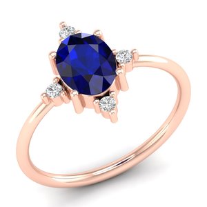 REYES Novedad Anillos de Plata de Ley 925 con Zafiro Azul de Corte Ovalado de 1.25Ct, Moissanita Brillante y Piedra de Nacimiento, Joyería Fina - Product Image 2