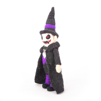 Poupée vampire gothique faite à la main en feutre aiguilleté |   Figurine de squelette d'Halloween en feutre avec gilet et chapeau violets |   Artisanat en laine mignon et effrayant