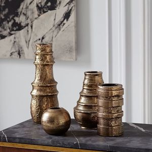 Vases et urnes de style piédestal modernes, faits à la main, à thème floral côtier, petits/moyens/grands, bols métalliques de luxe, pour mariage/Pâques, décoration écologique - Product Image 6