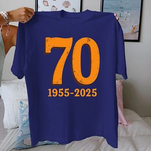 Camiseta de Mujer 70 with Years 1955 2025, Estampado Informal, Tejida, 100% Algodón, Corte Regular - Product Image 2