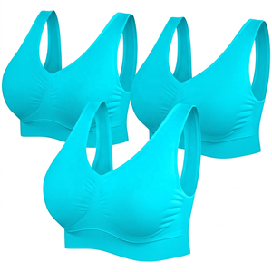 Soutien-gorge de sport dos nageur pour femme, maintien léger, pour yoga, col en U, couleur unie, respirant, sans couture, avec dentelle frontale, 100% Nylon - Product Image 5