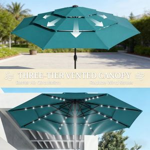 Ombrellone da Esterno 2.5m/2.7m di Diametro per Cortile, Ristorante, Spiaggia, Giardino - Ombrellone Durevole in PE e Poliestere per Spiaggia e Giardino - Product Image 5