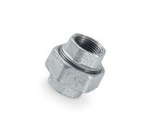 Unión de Hierro Galvanizado/Negro con Revestimiento de Zinc, Asiento Plano Hembra a Hembra con Junta, Marca TSP, 3 Años de Garantía, Alta Presión - Product Image 1