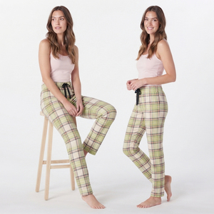 Pantalon de pyjama en flanelle à taille haute avec cordon de serrage pour femme, 100% coton biologique, coupe ample, streetwear - Product Image 1