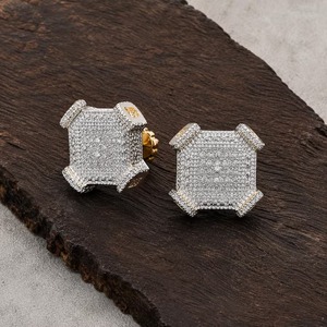 Iced Out 925 Sterling <b>Silver</b> Moissanite Diamond Stud <b>Earrings</b> Luxury <b>Mens</b> Bling Statement Hip Hop Custom Jewelry Gift Trendy Top - Product Image 2