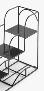 Elegant <b>Black</b> Metal 4-Tier Countertop Storage Rack Durable Iron Step Display <b>Shelf</b> for <b>Bathroom</b> Kitchen Countertop Decor - Product Image 6