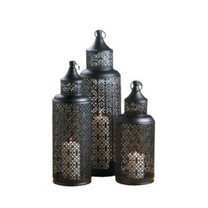 Diseño de recorte de hierro negro Linterna marroquí Juego de 3 Ramadán Eid Decoración Lámpara Mesa Lámpara marroquí decorativa - Product Image 1