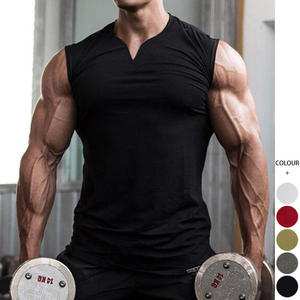 Débardeur de musculation pour homme, sans manches, couleur unie, léger, col en V discret, idéal pour la course et l'entraînement, respirant - Product Image 6