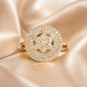 14K <b>Gold</b> Fancy Women <b>Ring</b> with Sparkling Diamond Look CZ Stones Modern Fashion Jewelry Collection - Product Image 3