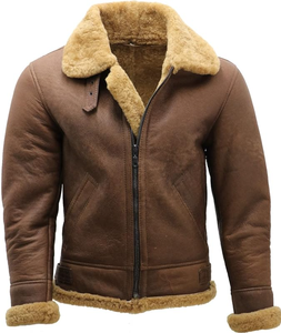 Custom Men's Winter Genuine Leather Waterproof Casual <b>Pilot</b> Bomber <b>Jacket</b> Plus Size Oversized Breathable Eco-Friendly - Product Image 6