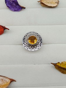 Bague en citrine jaune, pierre précieuse naturelle, bijou en cristal, bague artisanale distinctive, élégante, cadeau artisanal pour femme - Product Image 1