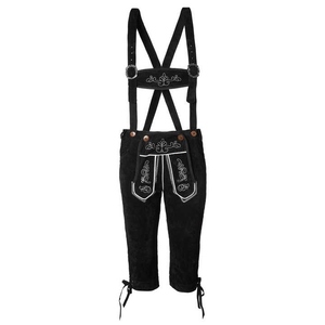 Overol de pana negro para mujer, cintura alta, estilo vintage bordado, con tirantes ajustables y bolsillos frontales - Product Image 1