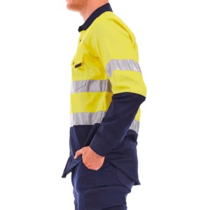 Vêtements de travail de sécurité, uniforme de chantier, chemise polo à manches longues haute visibilité réfléchissante, respirante en coton, unisexe - Product Image 3