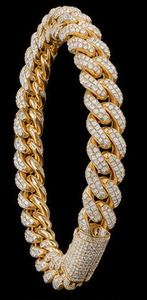 925 Sterling Silver Moissanite Cuban Link <b>Chain</b> Necklace Rhodium Plated <b>Iced</b> <b>Out</b> Hip Hop Gift for Unisex - Product Image 2