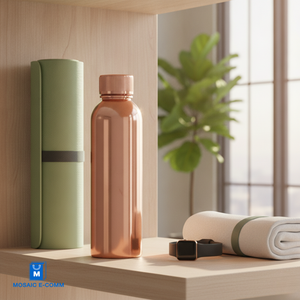 Botella de Agua de Cobre Ecológica Mosaic E-Comm, Diseño Moderno con Anillo, a Prueba de Fugas, Ayurvédica, para Beber, Uso en Cocina e Interiores, Hecha en India - Product Image 6