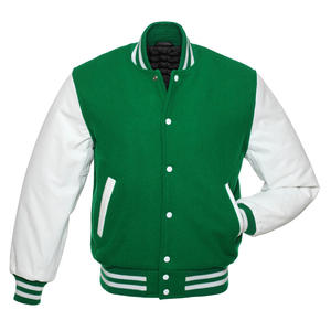 Chaquetas Varsity Blancas al por Mayor, Cuerpo de Lana, Mangas de Cuero, Parches Personalizados, Chaqueta Varsity con Bordado de Letras para Hombre - Product Image 6
