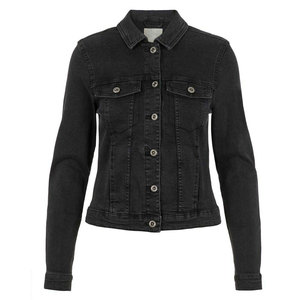 Veste en jean bleu pour femme, 100% coton, tricotée, extensible, lavée, boutonnée, manches longues, pour un usage quotidien - Product Image 1