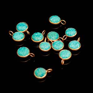 Pendentif Fleur Sculptée en Turquoise Bleue AAA, Plaqué Or Vermeil, Argent Sterling 925, Pierre Précieuse de Guérison en Turquoise, Bijou en Cristal - Product Image 6