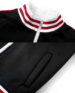 Boys' Winter Cotton Webbing Striped Stand Collar Windproof Quick-Dry Breathable Zipper Sweatshirt Casual Sport Jacket Set - Product Image 4