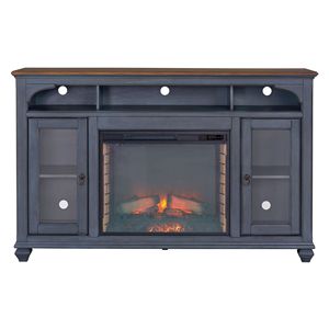 Bridgevine Home Americana supporto TV camino da 66 pollici con finitura blu velluto a coste per TV fino a 80 pollici - Product Image 2