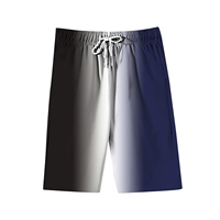 Conjunto de Camiseta y Pantalones Cortos Personalizados con Estampado Ombre Negro, Gris y Azul, Estilo Casual de Dos Piezas para Hombre
