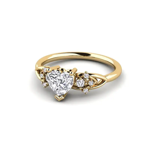 Bague de fiançailles en or jaune 14 carats avec diamant de laboratoire en forme de cœur de 1,50 carat, clarté VS1, couleur F, style romantique, certifié IGI - Product Image 4