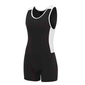 Combinaison de lutte sans couture en spandex pour femme, bleu et noir, color-block, vêtement de loisirs pour adulte - Product Image 6
