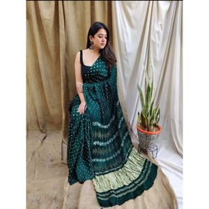 Designer Pure Silk Bandhani Saree | Lightweight Traditional Indian Saree | Festival & Party Wear | Manufacturer Export Quality - Product Image 1