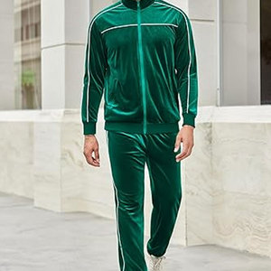 ชุดวอร์มกำมะหยี่สำหรับผู้ชาย 2 ชิ้น ชุดเซ็ตเสื้อฮู้ดและกางเกงจ็อกเกอร์ น้ำหนักเบา ระบายอากาศได้ดี กันลม - Product Image 4