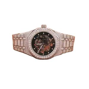 นาฬิกาฮิปฮอปสุดเท่พร้อมเพชรโมอิสซอไนท์ตัดกลมนาฬิกาควอทซ์โครงกระดูก AP เหมาะสำหรับงานปาร์ตี้และสไตล์ที่โดดเด่น - Product Image 1