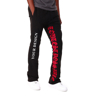 Track <b>Jogger</b> Stacked Pant Heavyweight 500 GSM Fleece 100% Cotton Print Logo <b>Baggy</b> Sweat Trouser Flared Sweatpants for Men - Product Image 5