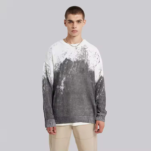 Pulls tricotés pour hommes à manches longues, couleur unie, chauds pour l'hiver, 100% personnalisables, style col ras du cou, grammage lourd, OEM/ODM, prix de gros - Product Image 2