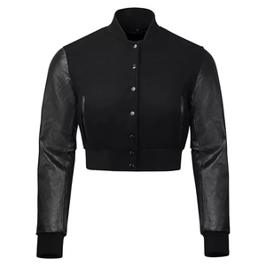 Veste universitaire courte en satin de qualité supérieure pour femme, respirante, légère, en polyester 100 % soie, matériau de haute qualité, faible MOQ - Product Image 1