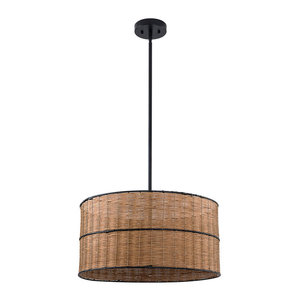 4-Light Drum Rattan Weaving <b>Chandelier</b> Elegant Living Room Furniture <b>for</b> <b>Bedroom</b> Decor - Product Image 5