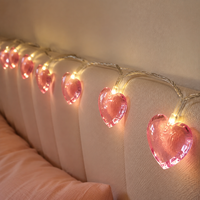 Cœur d'amour en cristal pour mariage, fête, 10 20 40 LED, décoration romantique de la saint-valentin, guirlande lumineuse féerique