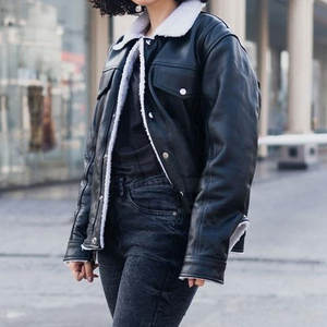 เสื้อแจ็คเก็ตหนังแกะสำหรับผู้หญิง เสื้อคลุมกันหนาว ระบายอากาศได้ดี เป็นมิตรกับสิ่งแวดล้อม เหมาะสำหรับการเดินทางในฤดูหนาวและการสวมใส่ในชีวิตประจำวัน - Product Image 4