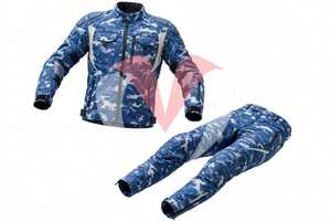 Traje de Motociclismo para Hombre, Azul, Camuflaje Digital, Chaqueta y Pantalones Cortavientos con Protección - Product Image 3