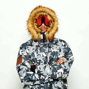 <b>Men's</b> Waterproof Camouflage Ski Suit Two Piece Winter <b>Thermal</b> Jacket and Pants <b>Set</b> Fur Hood Windproof Snowboard Suit Sportswear - Product Image 6