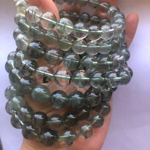 Cuentas de cuarzo fantasma verde natural, hilo de cuentas sueltas de piedras preciosas para la fabricación de joyas, pulseras, collares y manualidades. - Product Image 2