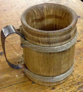 แก้วมักทำจากไม้อะคาเซียสำหรับดื่มน้ำชากาแฟพร้อมที่จับแก้วเบียร์ไม้สไตล์แฟนซี - Product Image 2