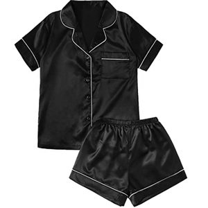 Top Seller Solid Color <b>Silk</b> <b>Pajamas</b> Women's Sleepwear Satin <b>Shorts</b> Set Sexy Nightwear Loungewear Apparel Loose Fit Sleep Wears - Product Image 1