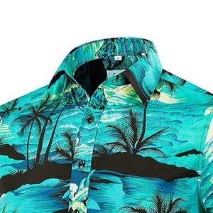 Chemise Hawaïenne Homme Tricotée à Manches Courtes Respirante Double Boutonnage Style Été Uni Tendance Plage – Grande Vente - Product Image 3